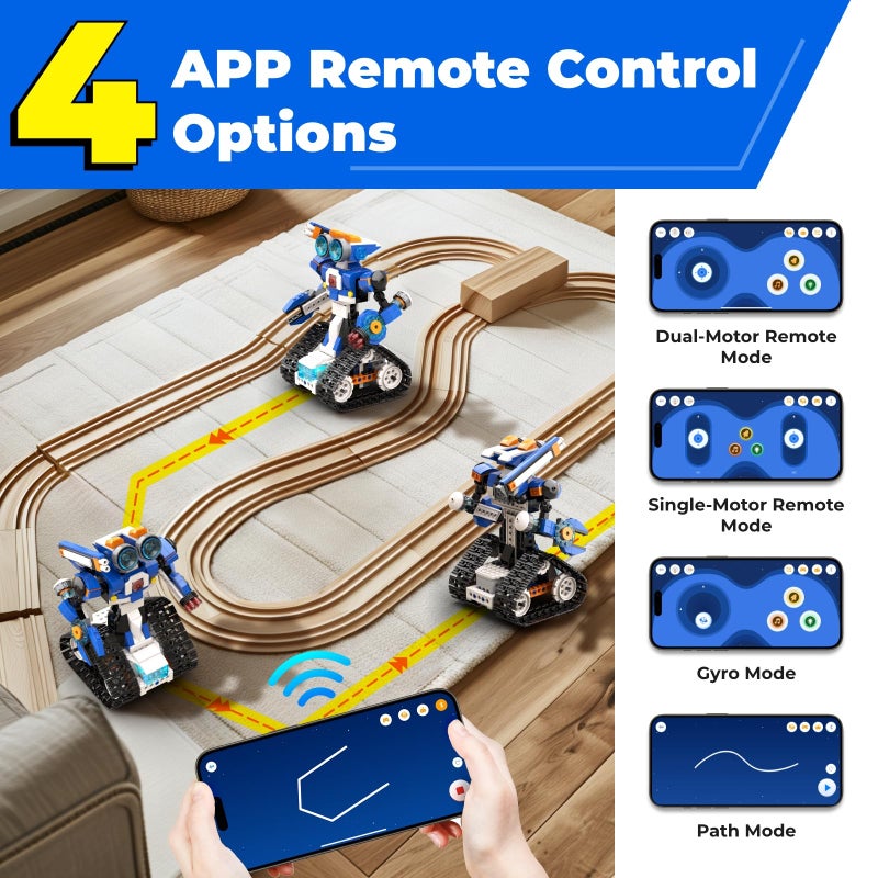 Apitor Robot J Creative Building Kit With Storage Box, 6-in-1 Programmable App Remote Control Tank STEM Learning Toy, Educational Coding Gifts for 7-12 Years Old Kids - Image 5
